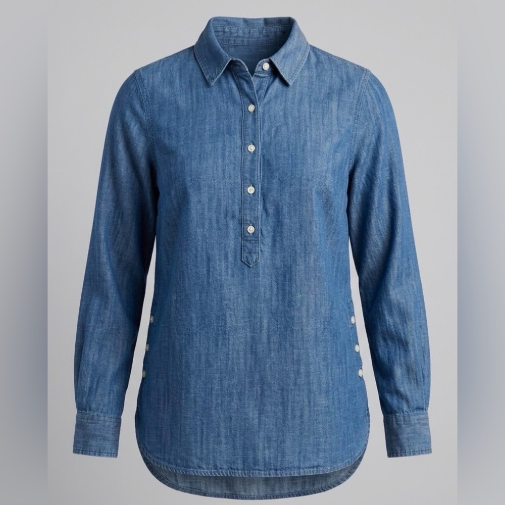 Talbots Indigo Long-Sleeve Casual Button-Down Shirt